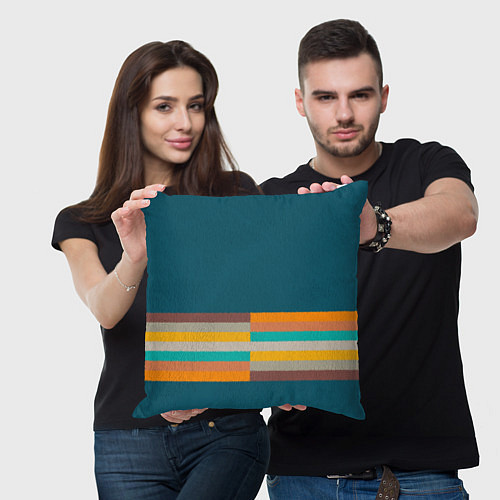 Подушка квадратная Индиго и омбре градиент заката с текстурой / 3D-принт – фото 3