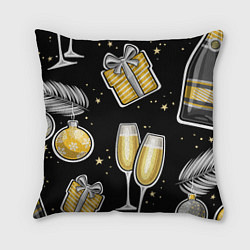 Подушка квадратная Новогодний вайб, цвет: 3D-принт