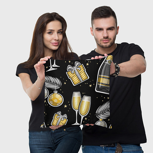 Подушка квадратная Новогодний вайб / 3D-принт – фото 3