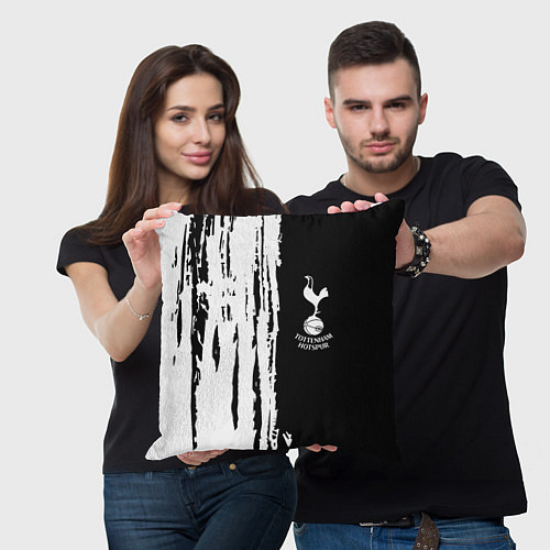 Подушка квадратная Tottenham Hotspur белые краски / 3D-принт – фото 3