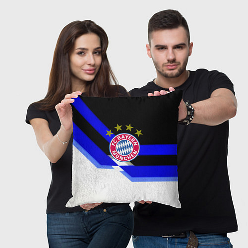 Подушка квадратная Бавария Мюнхен полосы спорт / 3D-принт – фото 3