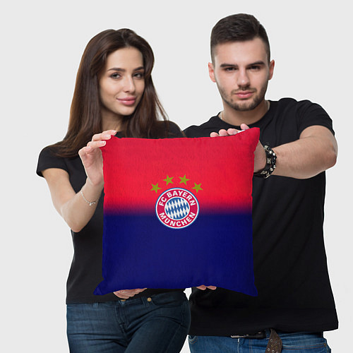 Подушка квадратная Бавария Мюнхен градиент / 3D-принт – фото 3