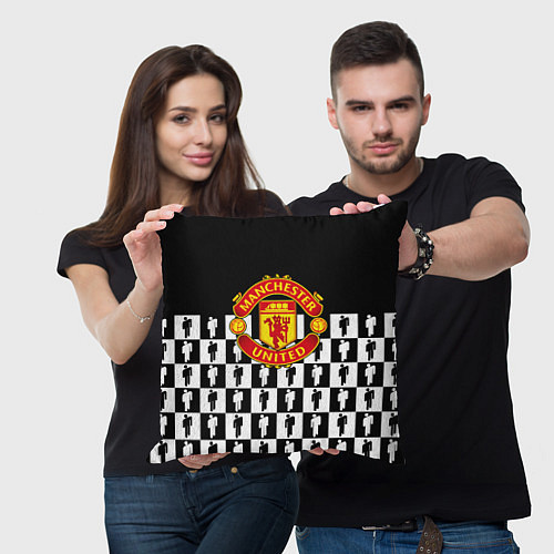 Подушка квадратная Манчестер Юнайтед люди паттерн / 3D-принт – фото 3