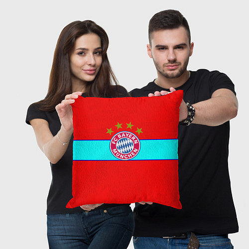 Подушка квадратная Бавария Мюнхен полосы линии / 3D-принт – фото 3