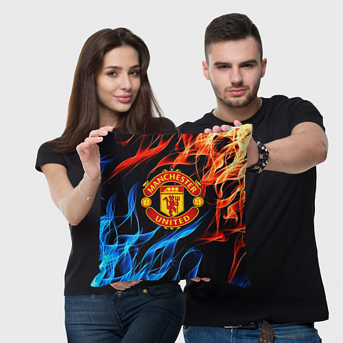 Подушка квадратная Манчестер Юнайтед огонь битва / 3D-принт – фото 3