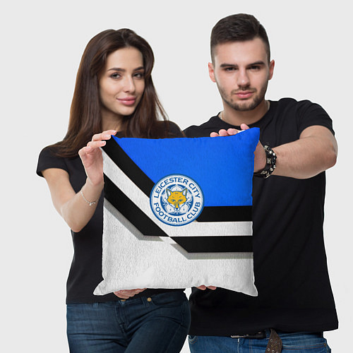 Подушка квадратная Лестер сити геометрия полосы / 3D-принт – фото 3