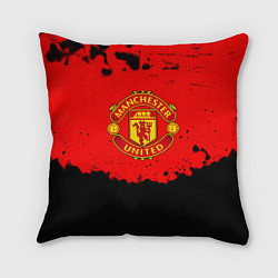 Подушка квадратная Манчестер Юнайтед краски брызги, цвет: 3D-принт