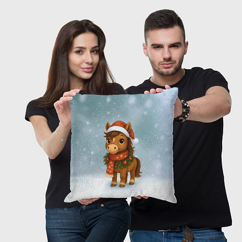 Подушка квадратная Милый конек / 3D-принт – фото 3