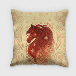 Подушка квадратная Славянский конь, цвет: 3D-принт