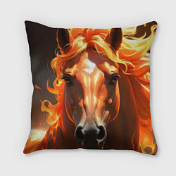 Подушка квадратная Портрет огненной лошади, цвет: 3D-принт