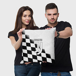 Подушка квадратная Ювентус клетка краски, цвет: 3D-принт — фото 2