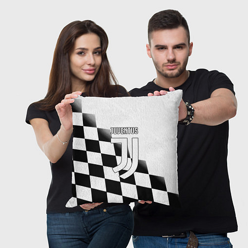 Подушка квадратная Ювентус клетка краски / 3D-принт – фото 3