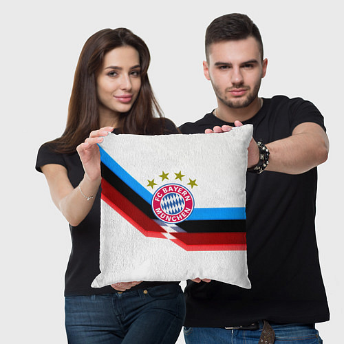 Подушка квадратная Бавария Мюнхен геометрия спорт / 3D-принт – фото 3