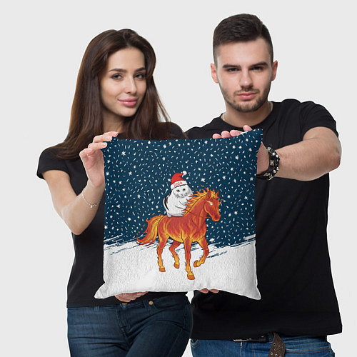 Подушка квадратная Кот Бендер и огненный конь - 2026 / 3D-принт – фото 3