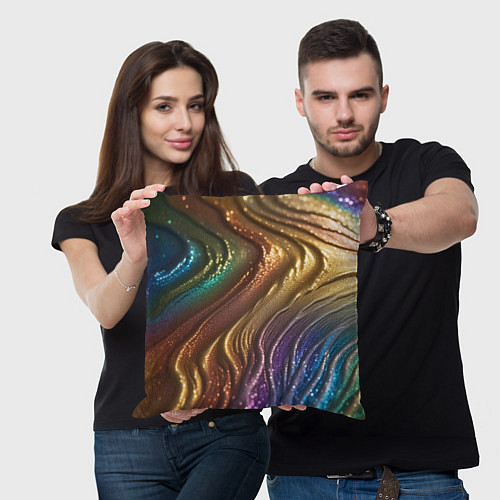 Подушка квадратная Сморщенные складочки жидкости / 3D-принт – фото 3