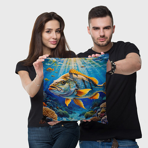 Подушка квадратная Подводная симфония / 3D-принт – фото 3