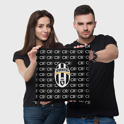 Подушка квадратная Juventus sport pattern / 3D-принт – фото 3
