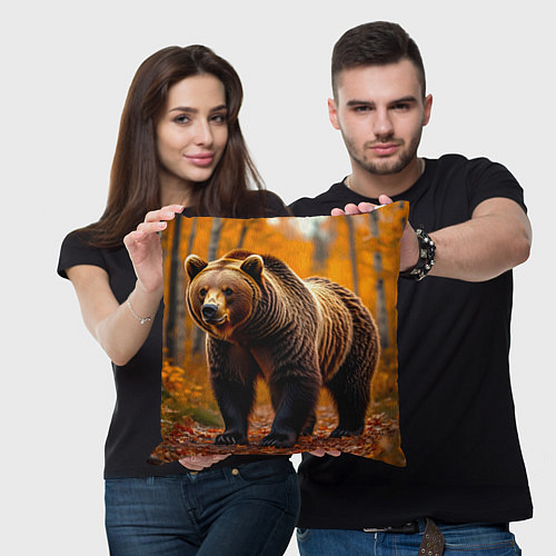 Подушка квадратная Осенний страж леса / 3D-принт – фото 3