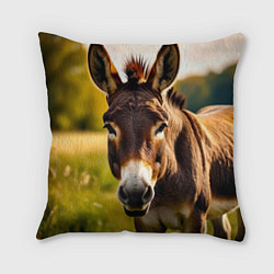 Подушка квадратная Осел на природе, цвет: 3D-принт