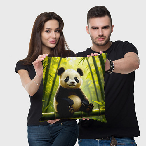 Подушка квадратная Бамбуковый хранитель / 3D-принт – фото 3