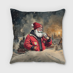Подушка квадратная Санта с капучино, цвет: 3D-принт