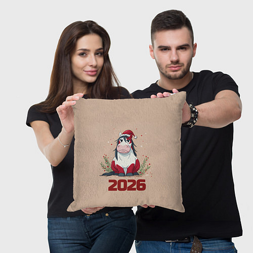 Подушка квадратная Карикатурная лошадка 2026 / 3D-принт – фото 3