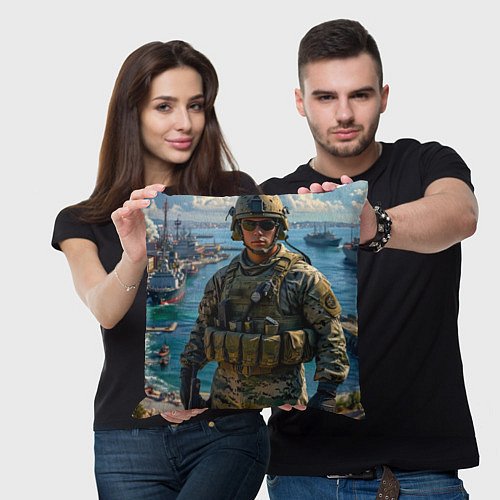 Подушка квадратная Страж морской гавани / 3D-принт – фото 3