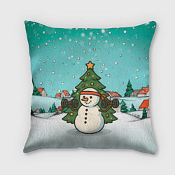 Подушка квадратная Снеговик - Новогодний Зож, цвет: 3D-принт