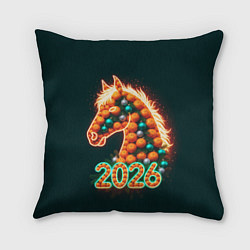 Подушка квадратная Праздничная лошадь 2026