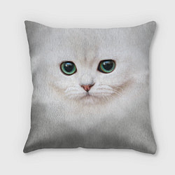 Подушка квадратная Белый котик, цвет: 3D-принт