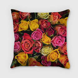 Подушка квадратная Ассорти из роз, цвет: 3D-принт