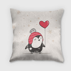 Подушка квадратная Влюбленный пингвин, цвет: 3D-принт