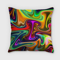 Подушка квадратная Неоновые разводы, цвет: 3D-принт