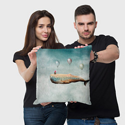 Подушка квадратная Летящий кит, цвет: 3D-принт — фото 2