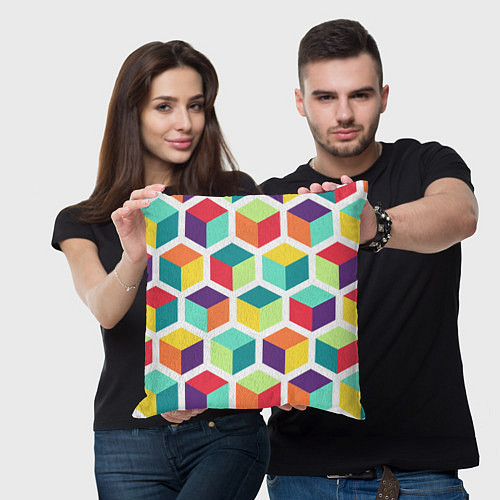 Подушка квадратная 3D кубы / 3D-принт – фото 3
