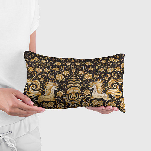 Подушка-антистресс Золотые единороги и цветы / 3D-принт – фото 3
