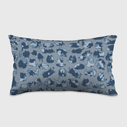 Подушка-антистресс Камуфляж с котиками серо-голубой, цвет: 3D-принт