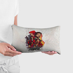 Подушка-антистресс Бумажный дом на бумажном фоне герои и злодеи, цвет: 3D-принт — фото 2