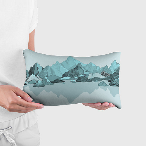 Подушка-антистресс Голубой горный пейзаж с темно-серыми тенями / 3D-принт – фото 3