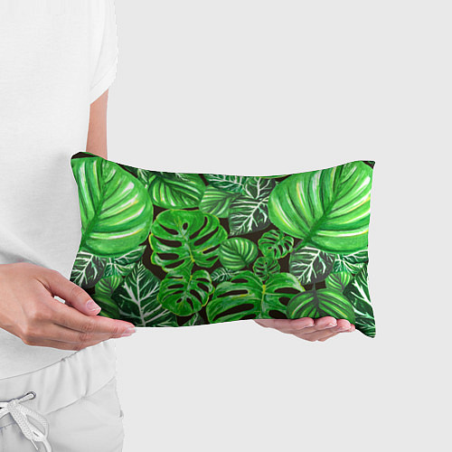 Подушка-антистресс Тропические листья на темном фоне / 3D-принт – фото 3