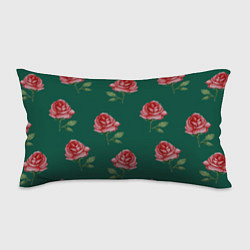 Подушка-антистресс Ярко красные розы на темно-зеленом фоне, цвет: 3D-принт