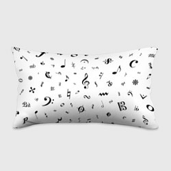 Подушка-антистресс Нотные Знаки Черные на Белом, цвет: 3D-принт