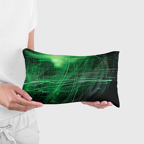 Подушка-антистресс Неоновые волны и линии - Зелёный / 3D-принт – фото 3