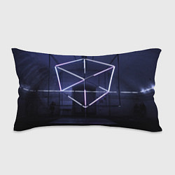 Подушка-антистресс Неоновый прерывистый куб во тьме - Фиолетовый, цвет: 3D-принт