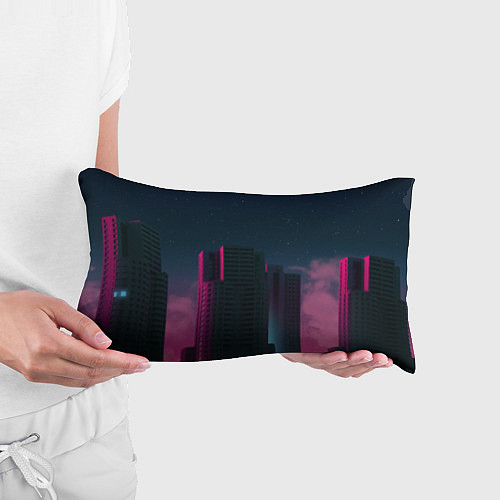 Подушка-антистресс Неоновые небоскрёбы - Розовый / 3D-принт – фото 3