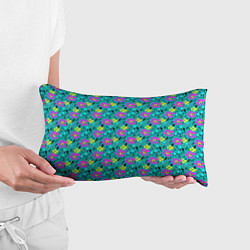 Подушка-антистресс Яркий цветочный узор на бирюзовом фоне, цвет: 3D-принт — фото 2