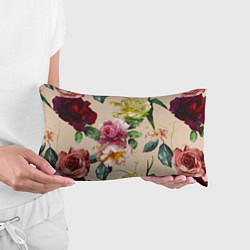 Подушка-антистресс Цветы Нарисованные Красные Розы и Лилии, цвет: 3D-принт — фото 2