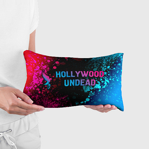 Подушка-антистресс Hollywood Undead - neon gradient: надпись и символ / 3D-принт – фото 3