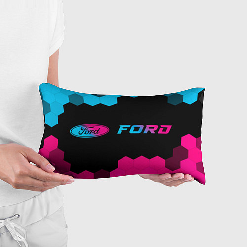 Подушка-антистресс Ford - neon gradient: надпись и символ / 3D-принт – фото 3