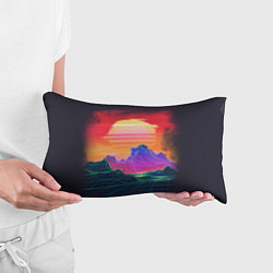 Подушка-антистресс Синтвейв неоновые горы на закате, цвет: 3D-принт — фото 2